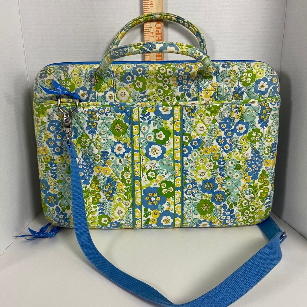Vera Bradley Floral Quilted Laptop Bag Messenger Case Cotton Padded Hard Case